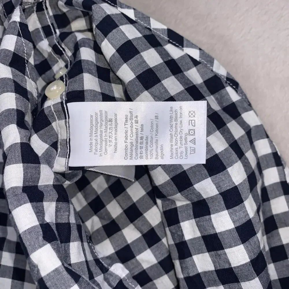 J Crew Shirt Mens XL‎ Navy Check Slim Stretch Secret Wash Organic Cotton NEW